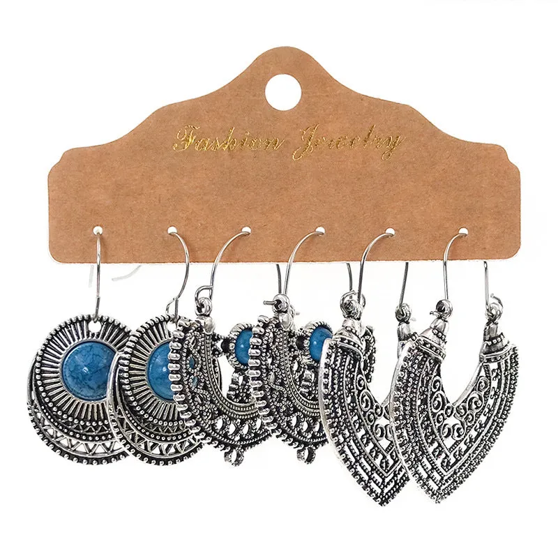 Wholesale Jewelry Hollow Out Vintage Mosaic Flower Alloy Earrings