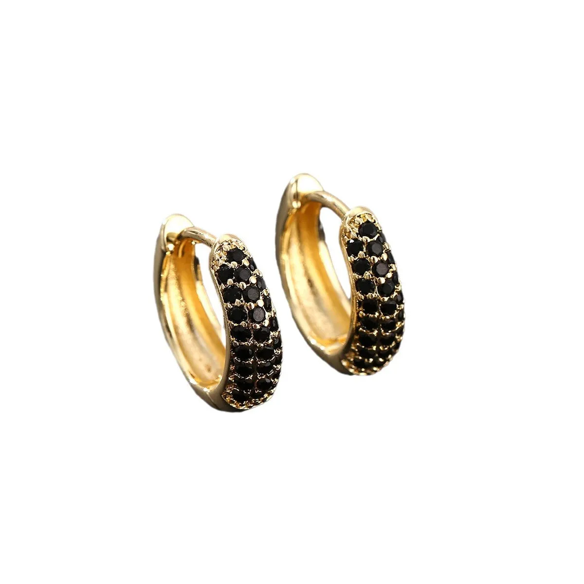 Wholesale  jewelry luxury temperament copper inlaid zirconium geometric oval ear buckle trend hip hop earrings