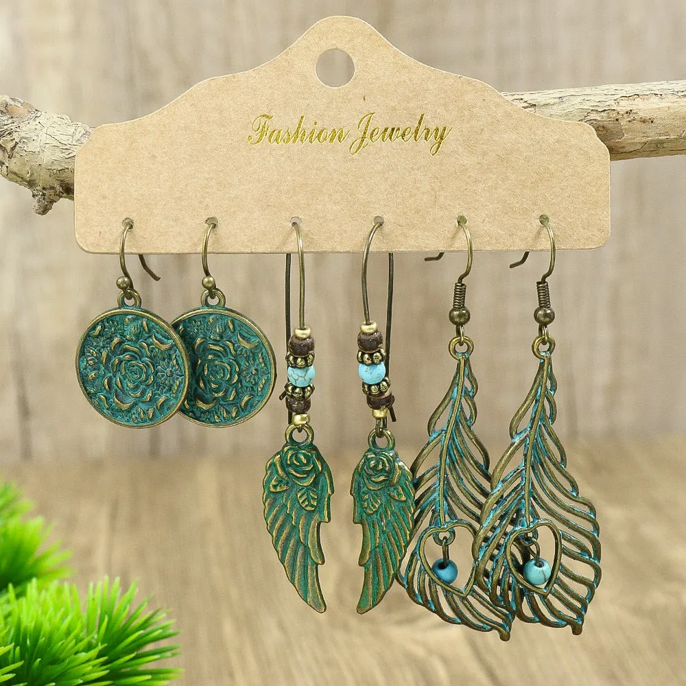 Wholesale Jewelry Vintage Ethnic Round Alloy Earrings