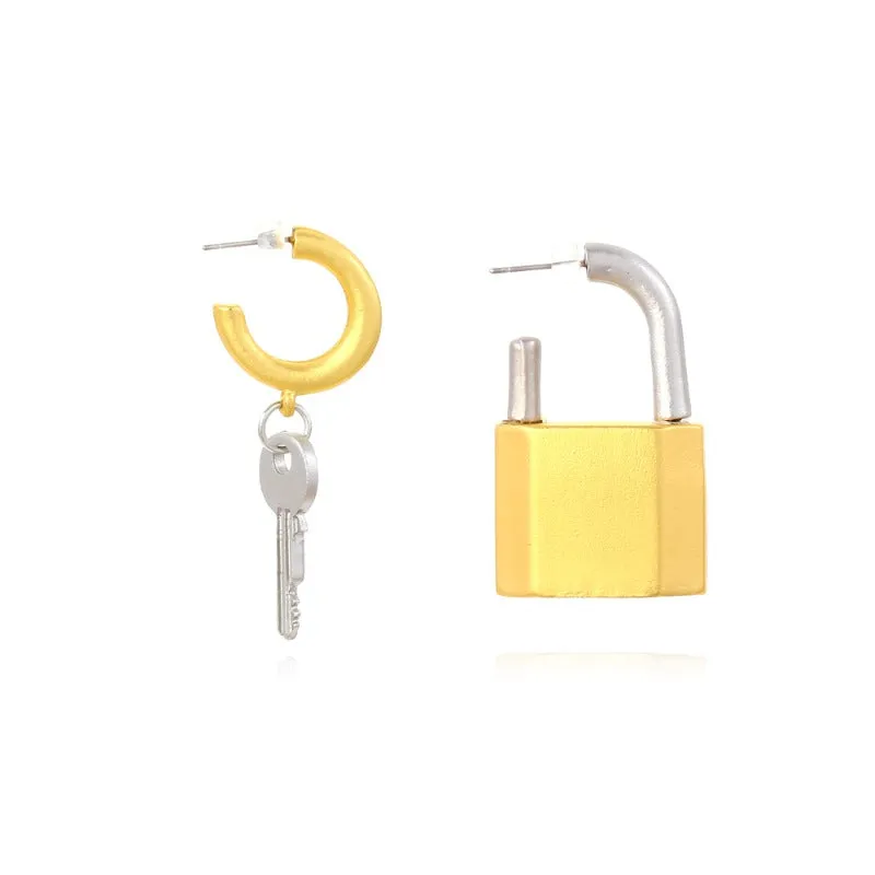 Wholesale Key and Lock Metal Earrings