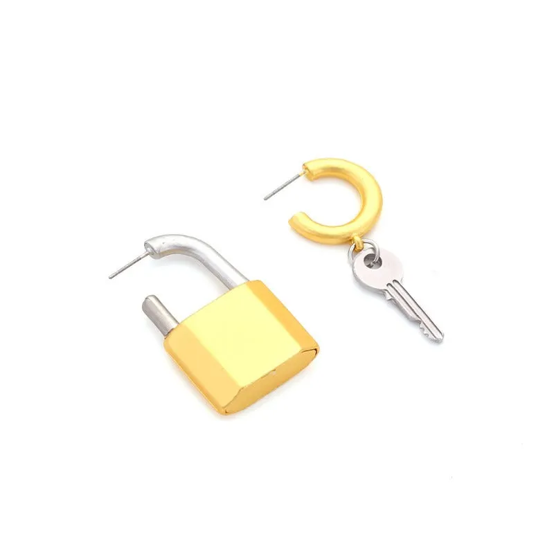 Wholesale Key and Lock Metal Earrings
