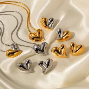 Wholesale Large Heart-shaped Stainless Steel Earrings