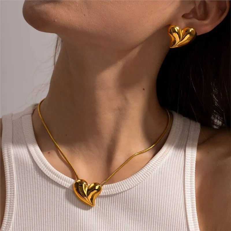 Wholesale Large Heart-shaped Stainless Steel Earrings