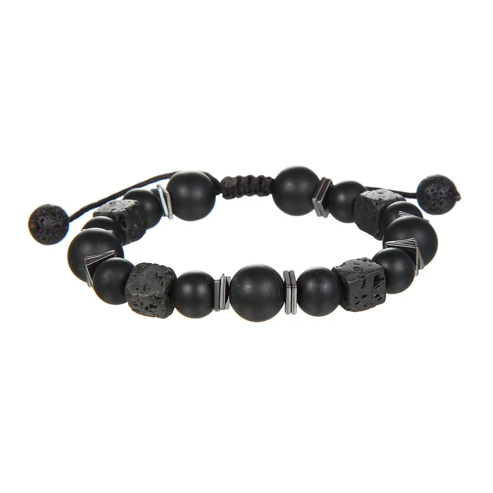Wholesale Lava Cubes Volcanic Stone Woven Bracelet