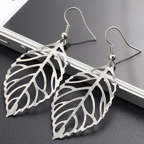 Wholesale Leaf pendant earrings long retro simple earrings