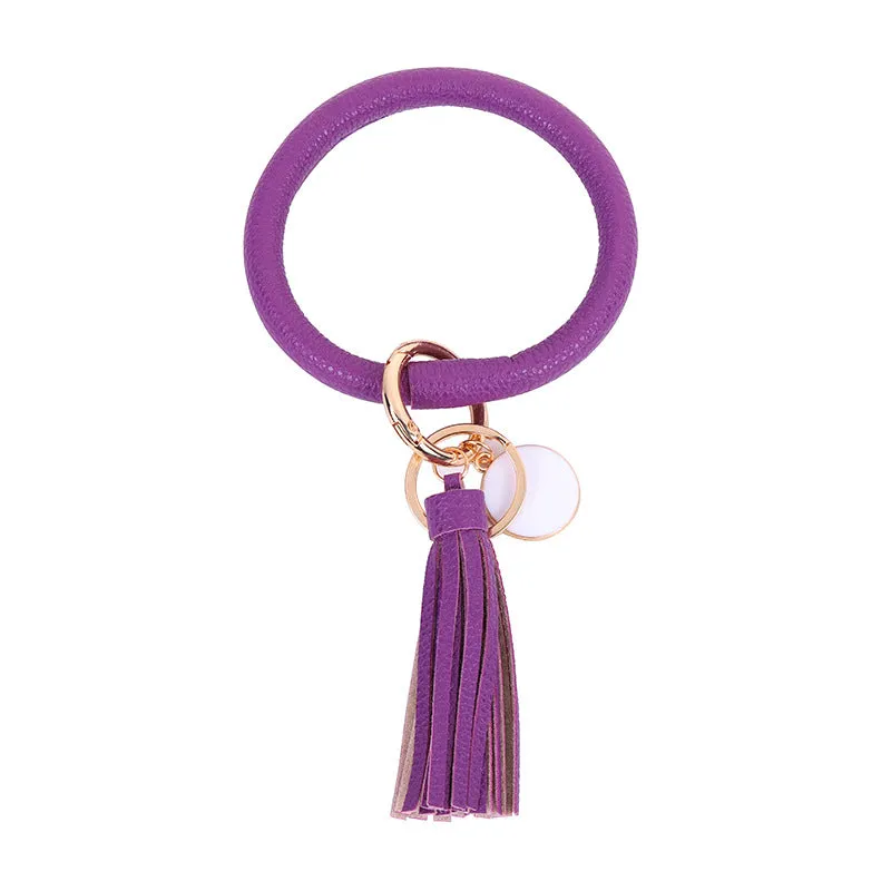 Wholesale Leather Bracelet PU Leather Bracelet Keychain Tassel Pendant Bracelet