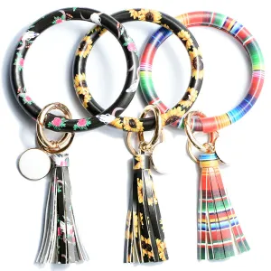 Wholesale Leather Bracelet PU Leather Bracelet Keychain Tassel Pendant Bracelet