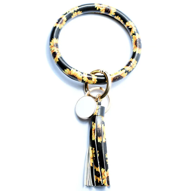 Wholesale Leather Bracelet PU Leather Bracelet Keychain Tassel Pendant Bracelet
