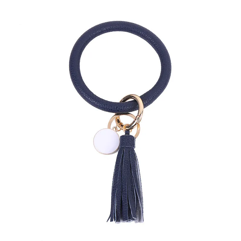 Wholesale Leather Bracelet PU Leather Bracelet Keychain Tassel Pendant Bracelet
