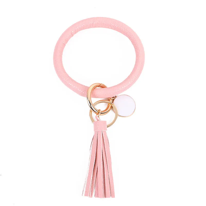 Wholesale Leather Bracelet PU Leather Bracelet Keychain Tassel Pendant Bracelet