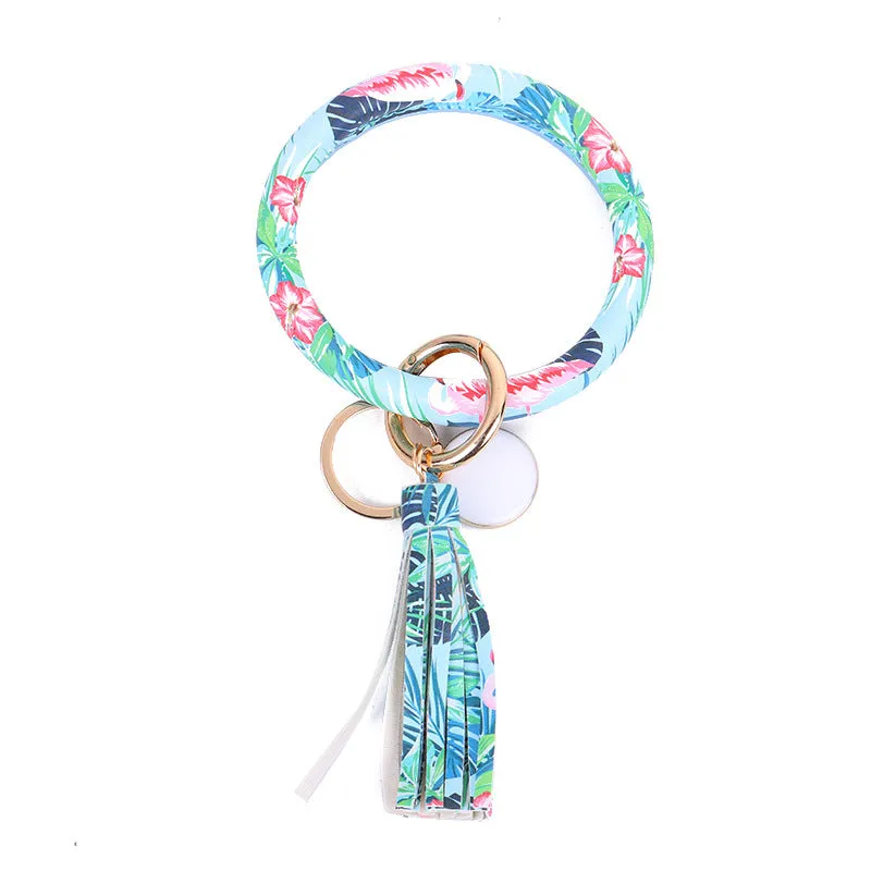 Wholesale Leather Bracelet PU Leather Bracelet Keychain Tassel Pendant Bracelet