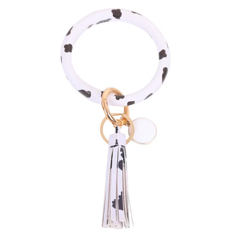 Wholesale Leather Bracelet PU Leather Bracelet Keychain Tassel Pendant Bracelet