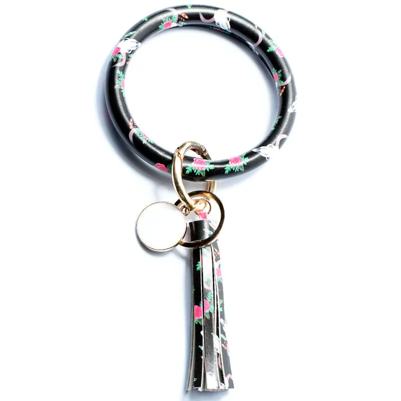 Wholesale Leather Bracelet PU Leather Bracelet Keychain Tassel Pendant Bracelet