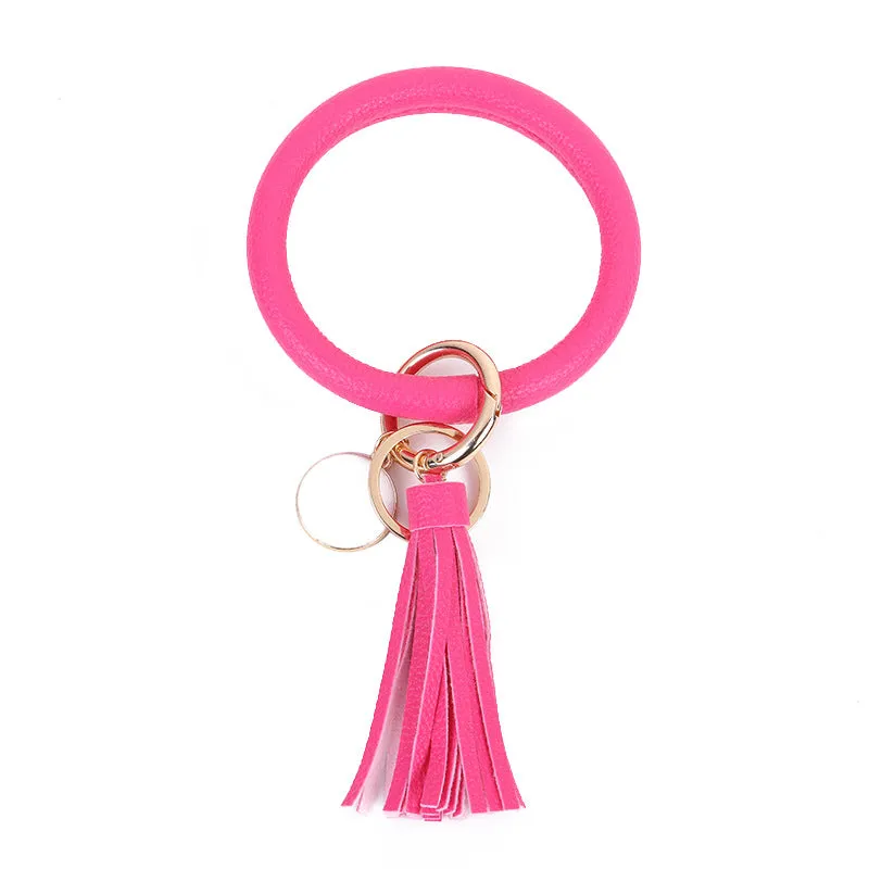 Wholesale Leather Bracelet PU Leather Bracelet Keychain Tassel Pendant Bracelet