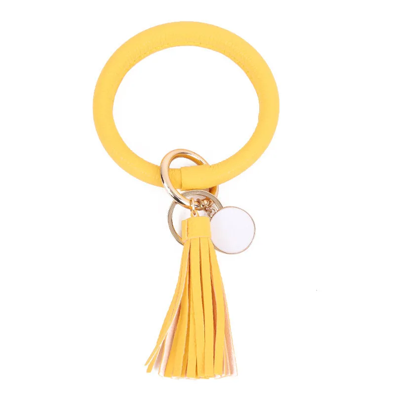 Wholesale Leather Bracelet PU Leather Bracelet Keychain Tassel Pendant Bracelet