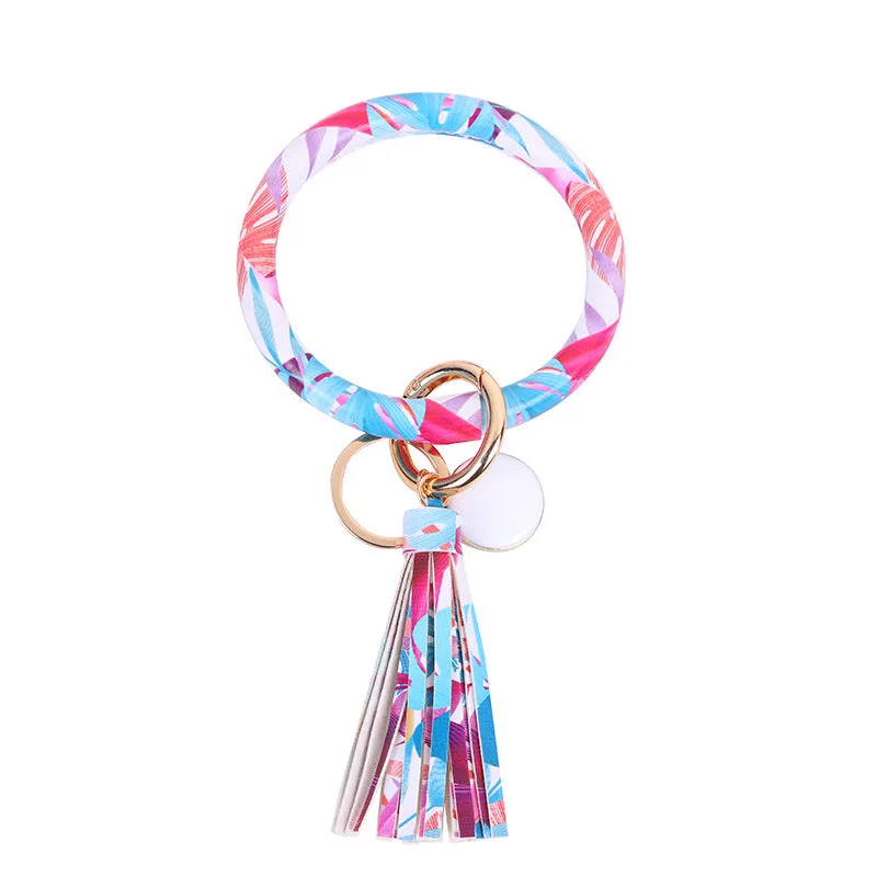 Wholesale Leather Bracelet PU Leather Bracelet Keychain Tassel Pendant Bracelet
