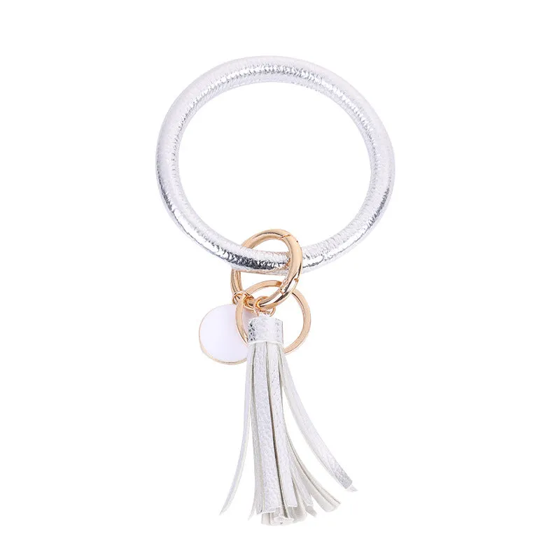 Wholesale Leather Bracelet PU Leather Bracelet Keychain Tassel Pendant Bracelet