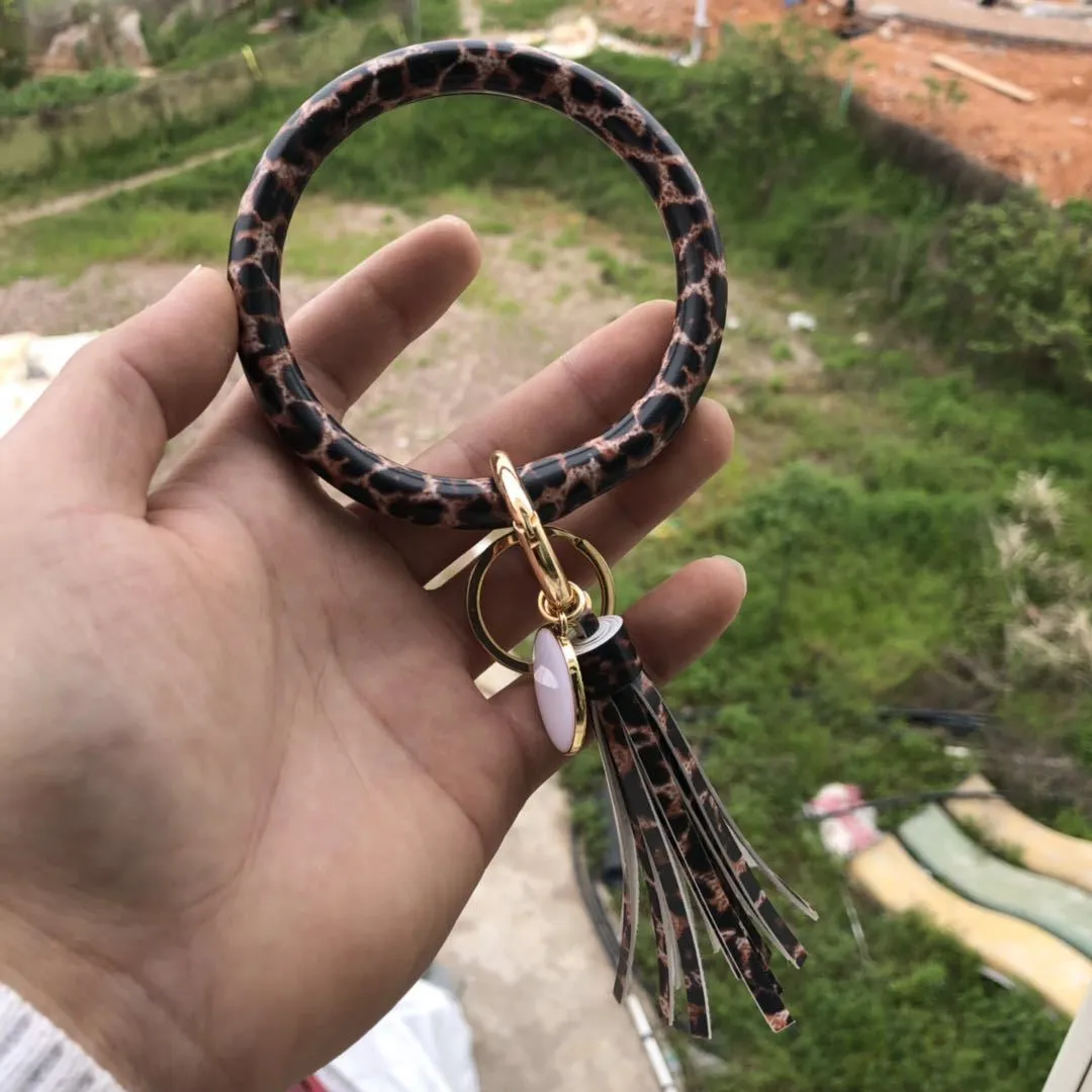 Wholesale Leather Bracelet PU Leather Bracelet Keychain Tassel Pendant Bracelet