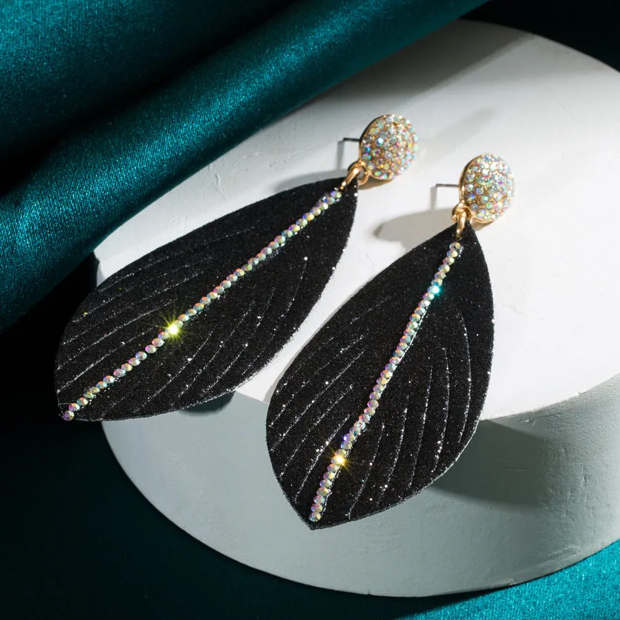 Wholesale Leather Leaf Shape Drop Earrings