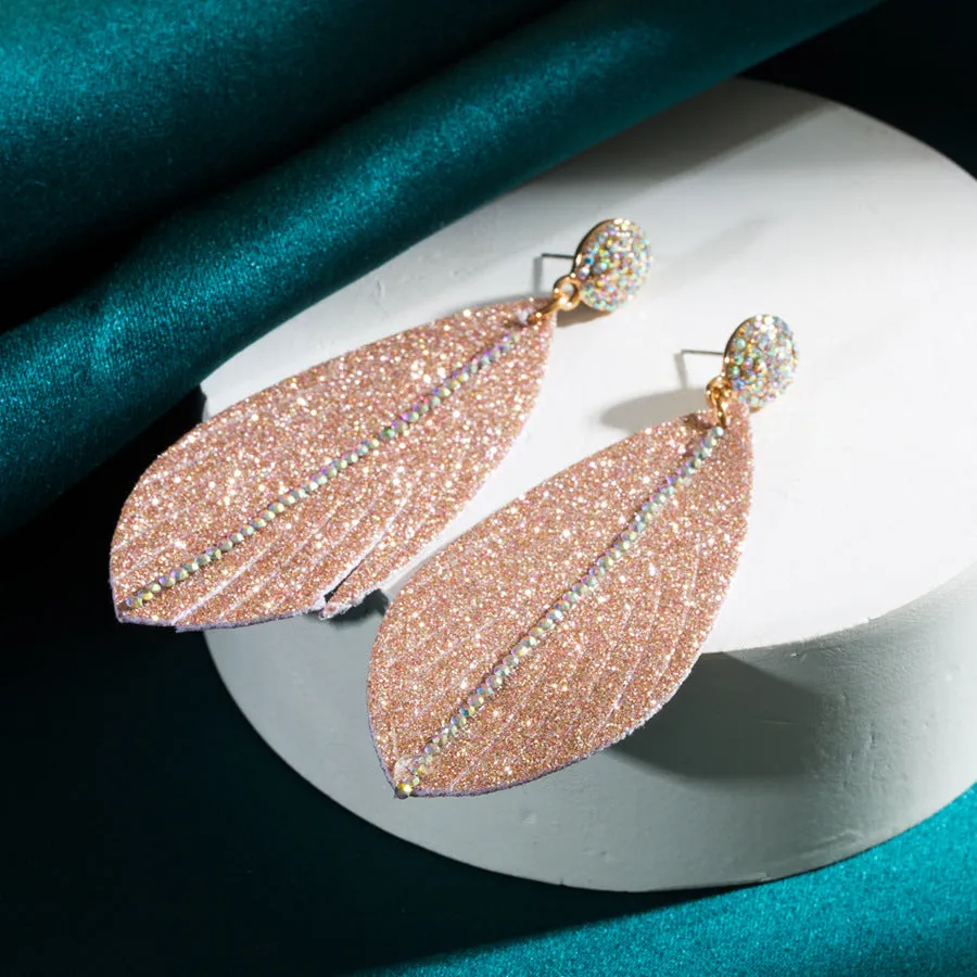 Wholesale Leather Leaf Shape Drop Earrings