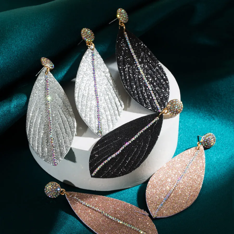 Wholesale Leather Leaf Shape Drop Earrings