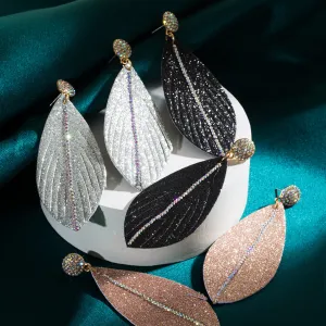 Wholesale Leather Leaf Shape Drop Earrings