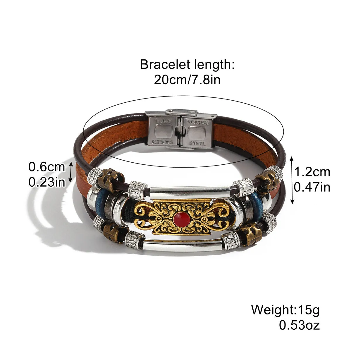 Wholesale Leather Vintage Ethnic Style Men's Bracelets