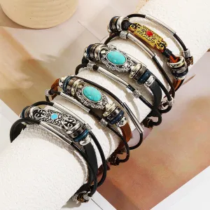 Wholesale Leather Vintage Ethnic Style Men's Bracelets