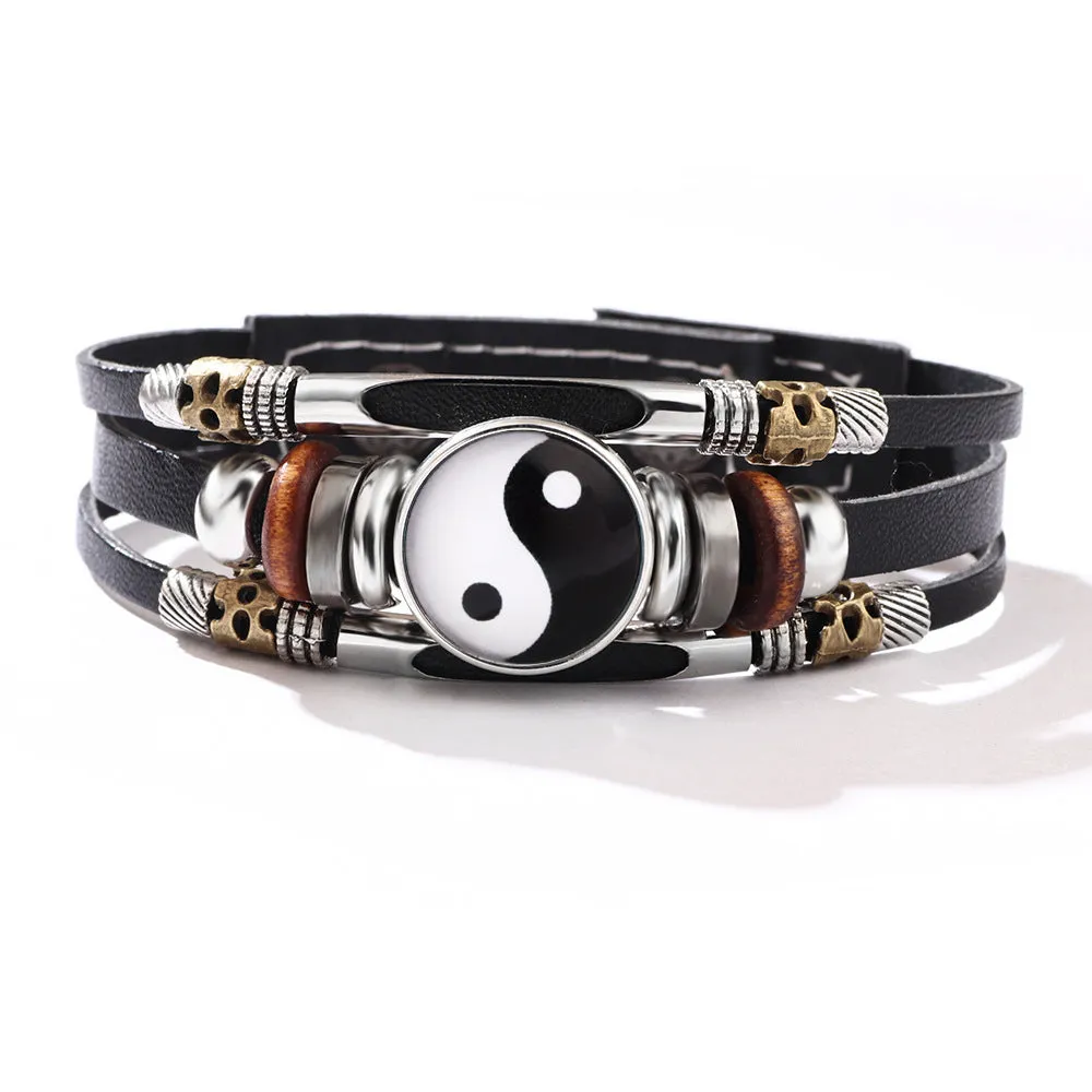 Wholesale Leather Vintage Glass Bracelet