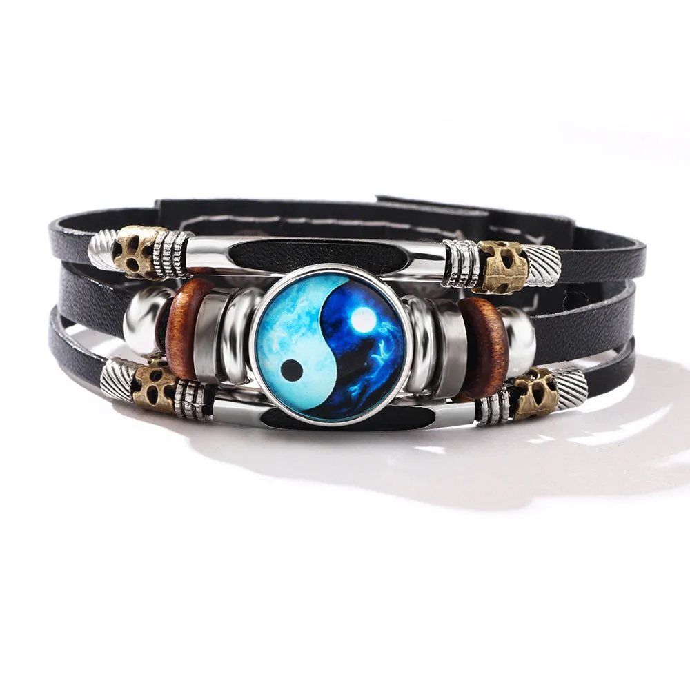 Wholesale Leather Vintage Glass Bracelet