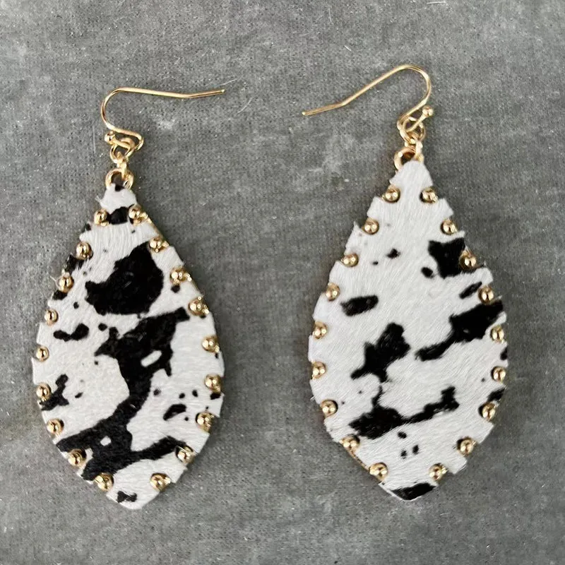 Wholesale  Leopard Patterned Cow and Horse Hair Earrings