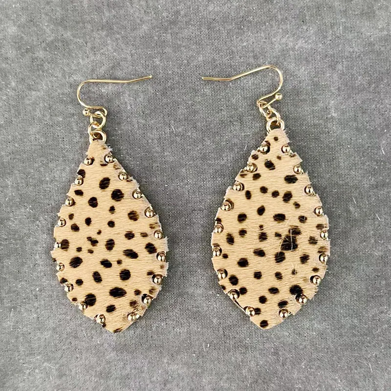 Wholesale  Leopard Patterned Cow and Horse Hair Earrings