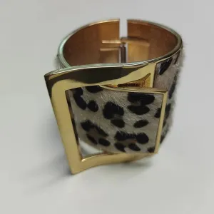 Wholesale Leopard Print Alloy Simple Gold-plated Open Bracelet