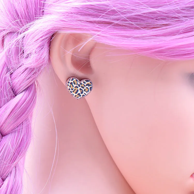 Wholesale Leopard Print Heart-shaped Earrings Valentine's Day Acrylic Earrings