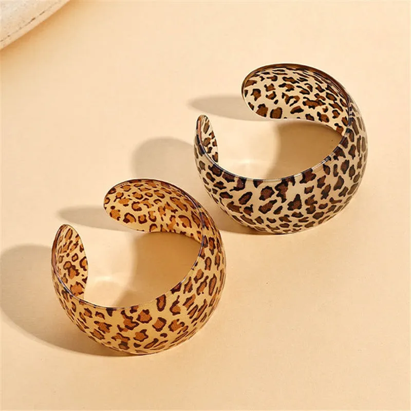 Wholesale leopard print open wide version C resin bracelet exaggerated geometric pattern bracelet