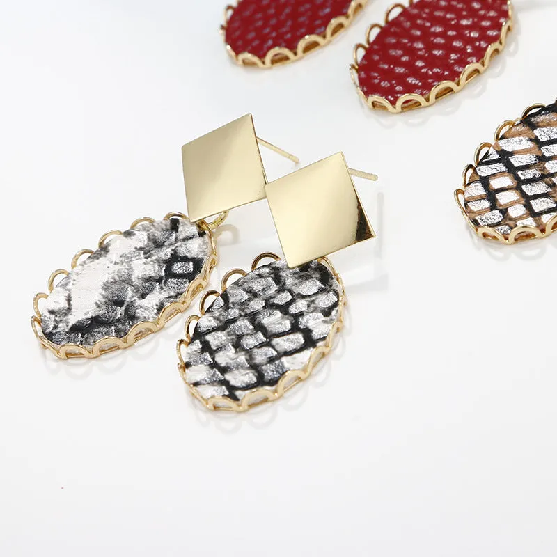 Wholesale Leopard Print Polka Dot PU Leather Earrings