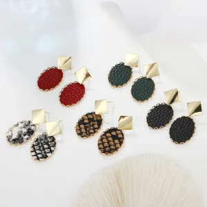 Wholesale Leopard Print Polka Dot PU Leather Earrings