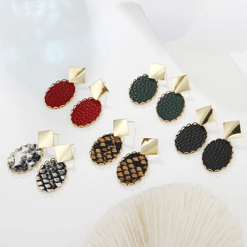Wholesale Leopard Print Polka Dot PU Leather Earrings