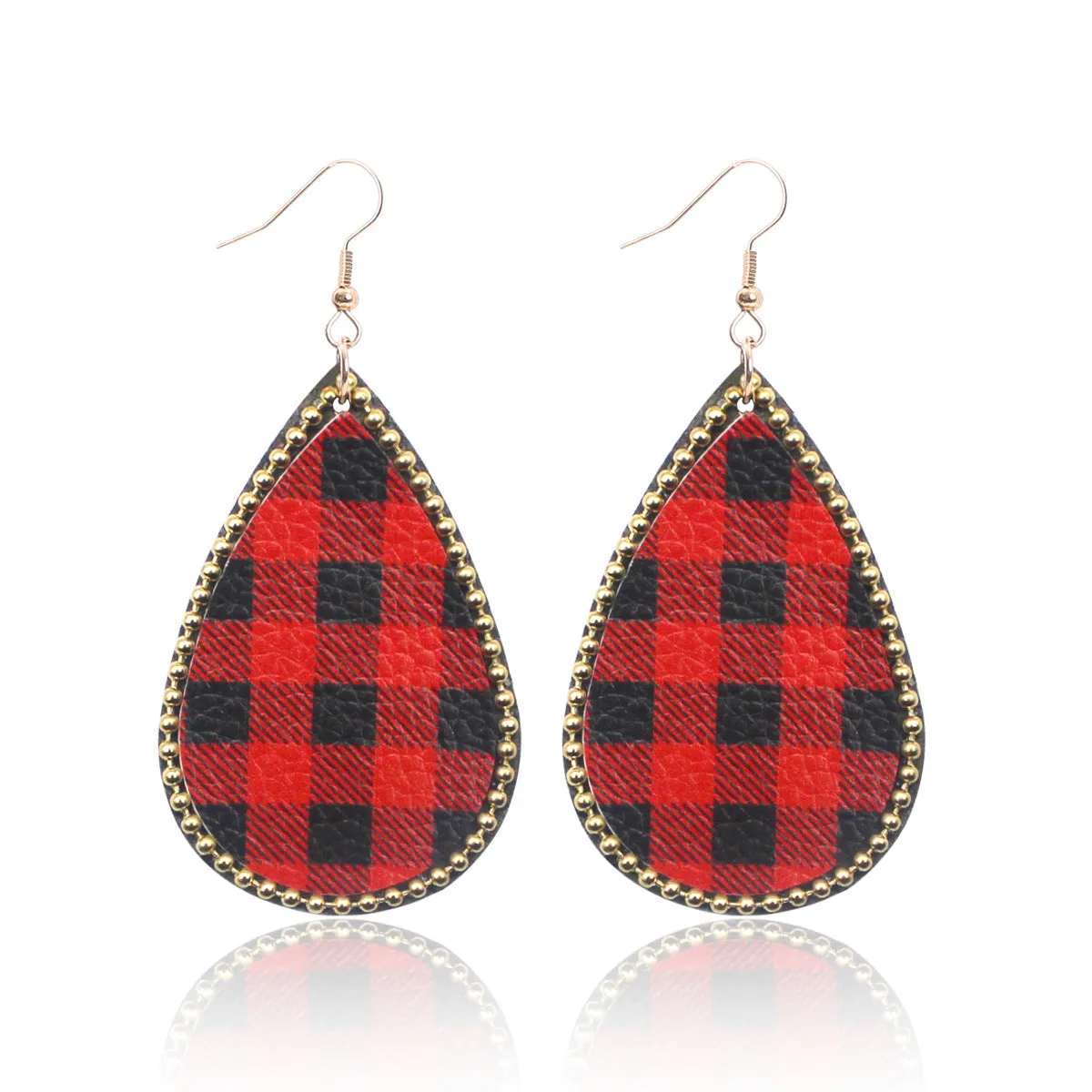 Wholesale Leopard Print Rhinestone Embellished Heart Drop Earrings