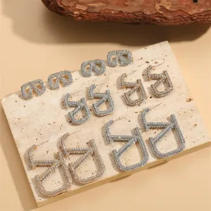 Wholesale Letter V Full Diamond Alloy Letter Stud Earrings