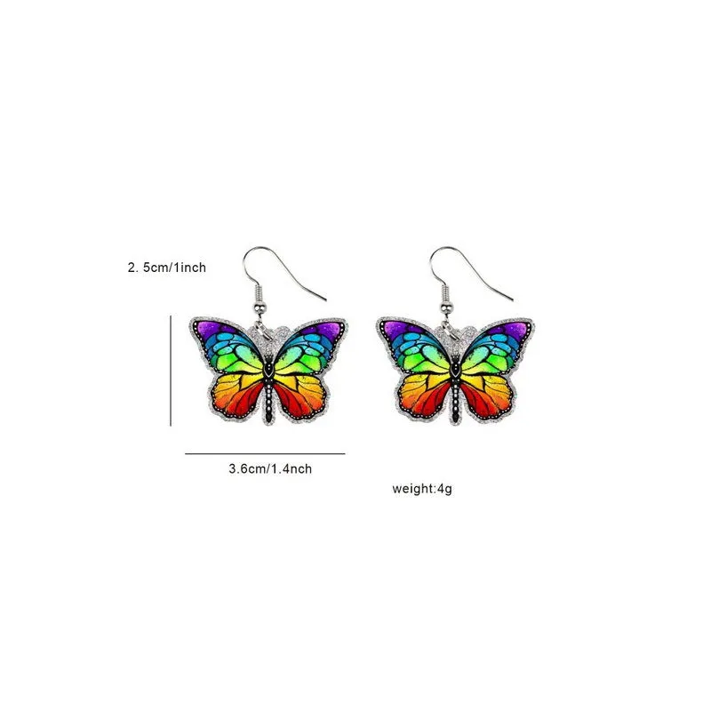 Wholesale LGBT Rainbow Pride Month Butterfly Sunflower Acrylic Earrings