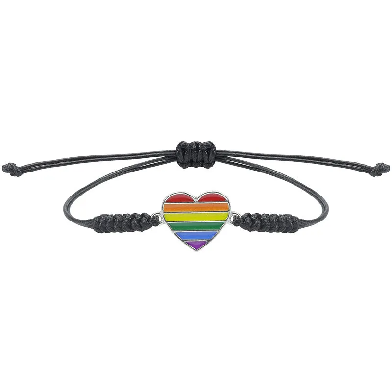 Wholesale LGBT Six-color Rainbow Hand-woven Bracelets