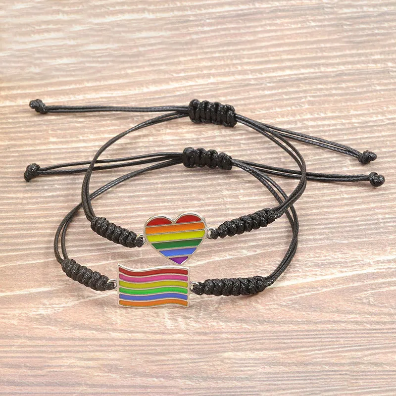 Wholesale LGBT Six-color Rainbow Hand-woven Bracelets
