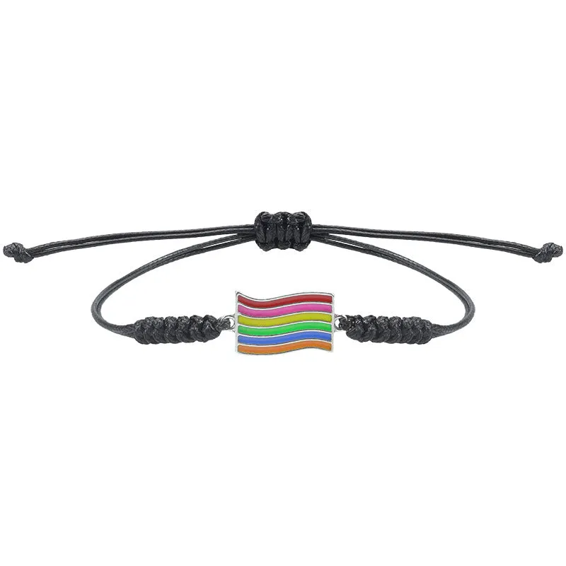 Wholesale LGBT Six-color Rainbow Hand-woven Bracelets