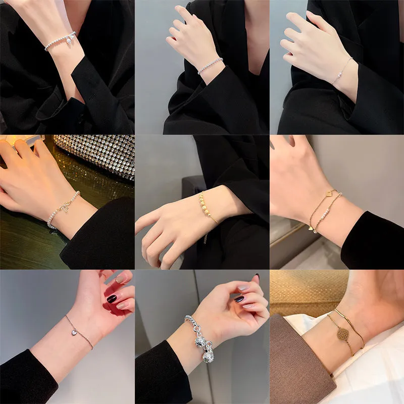 Wholesale Light Luxury Internet Celebrity Fashion Personalized Trendy Bracelet Temperament All-match Simple Pearl Bracelet Geometric Niche Bracelet