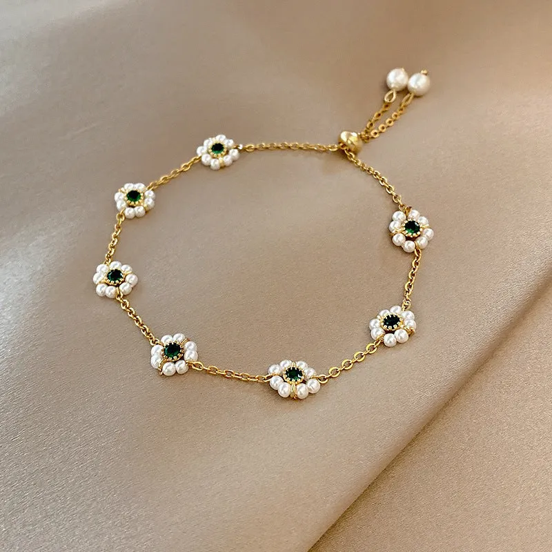 Wholesale Light Luxury Internet Celebrity Fashion Personalized Trendy Bracelet Temperament All-match Simple Pearl Bracelet Geometric Niche Bracelet