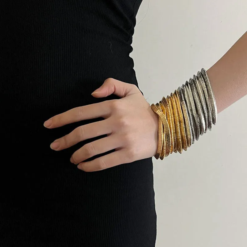 Wholesale Light Luxury Multi-layer Gold and Silver Stacked Stretch Bracelet Women's Niche High-end Retro Autumn and Winter Bracelet