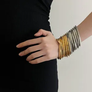 Wholesale Light Luxury Multi-layer Gold and Silver Stacked Stretch Bracelet Women's Niche High-end Retro Autumn and Winter Bracelet