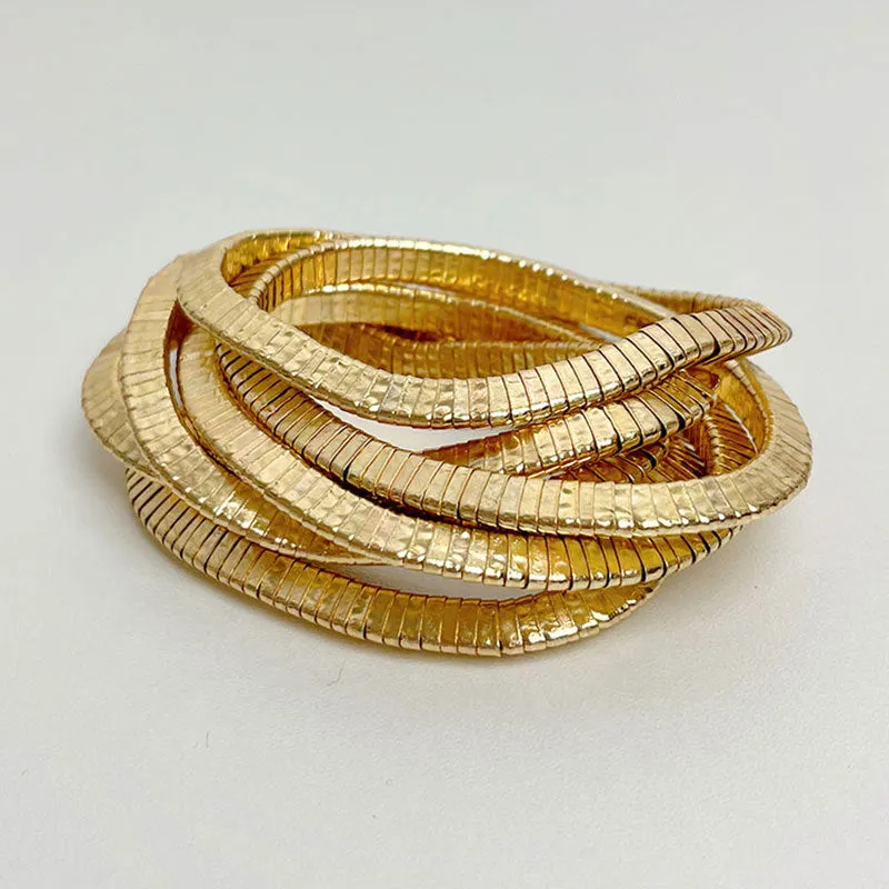 Wholesale Light Luxury Multi-layer Gold and Silver Stacked Stretch Bracelet Women's Niche High-end Retro Autumn and Winter Bracelet