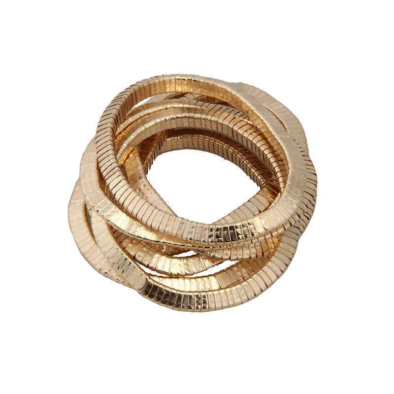Wholesale Light Luxury Multi-layer Gold and Silver Stacked Stretch Bracelet Women's Niche High-end Retro Autumn and Winter Bracelet